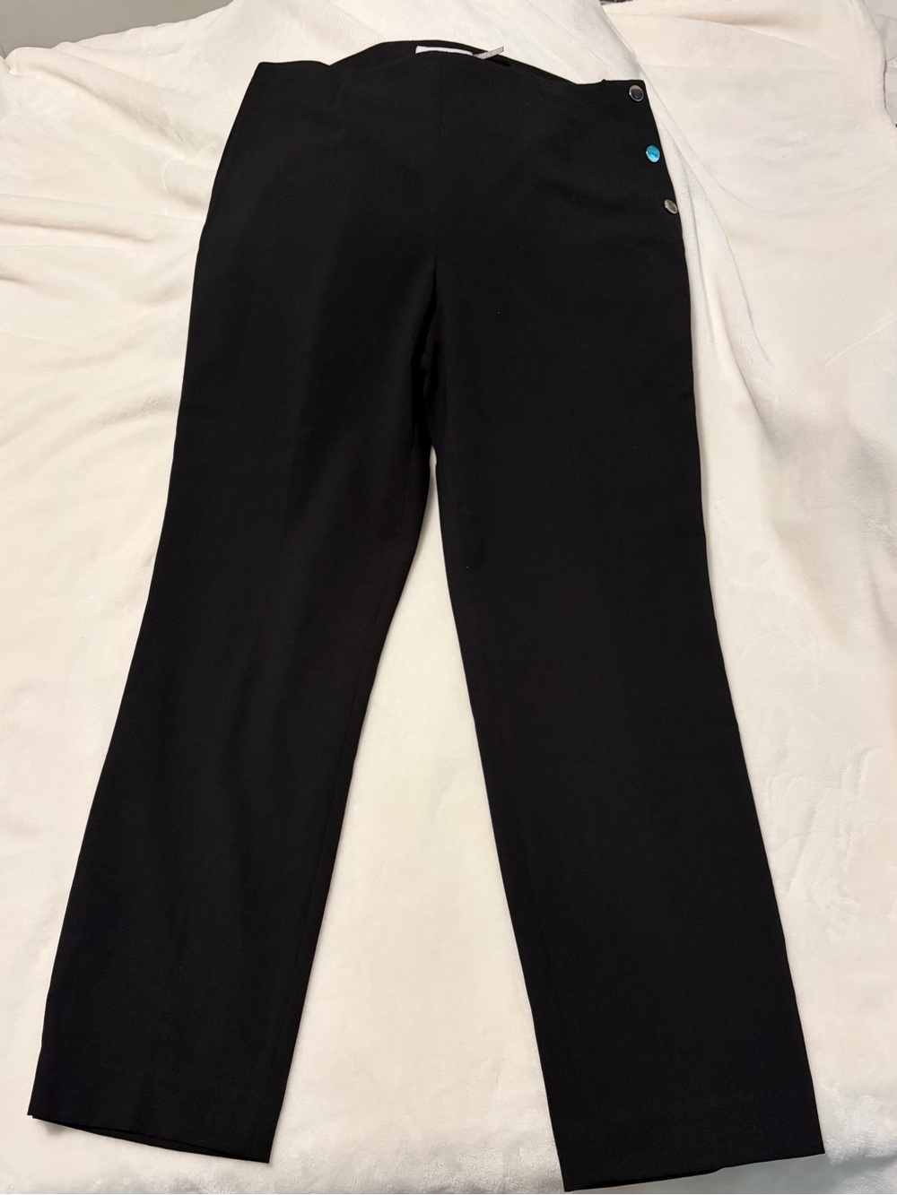 Calvin Klein Black Straight Dress Pants with Side Button Detail
